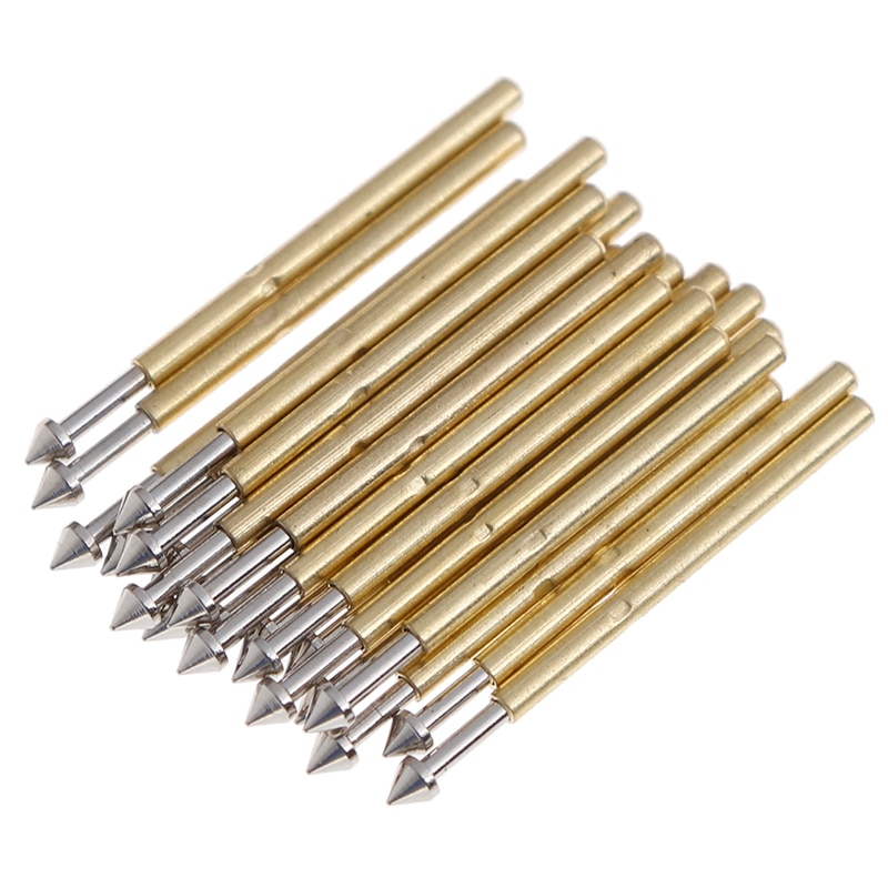 100pcs P75-E2 / P75-E3 Spring Test Probe Pogo Pin 1.3mm Conical Head Gold Plated 1.0mm Thimble