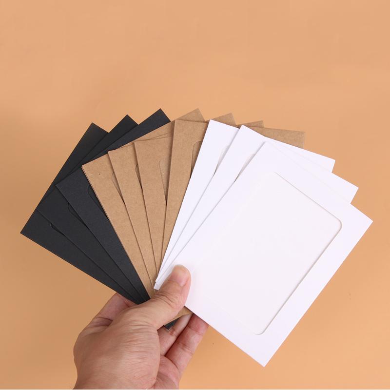 10 Pcs DIY Kraftpapier Fotolijst 3-5 inch Opknoping Muur Foto Fotolijst Kraftpapier Met Clips en Touw Voor Familie Geheugen