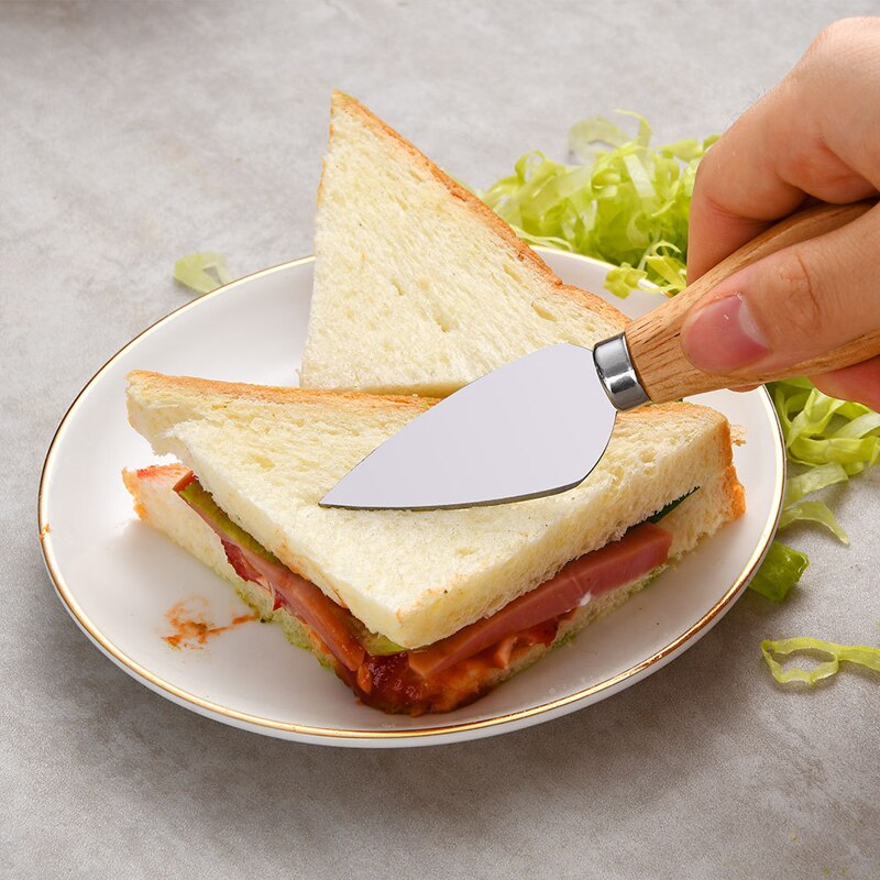 4PCS Cheese Knives Stainless SteelOak Handle Cheese Cutter Cheese Board Butter Spatula Kitchen Cheese Tools