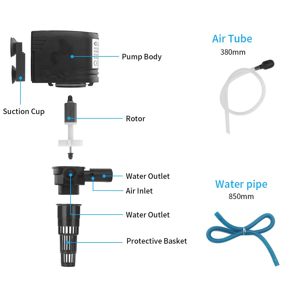 3 In 1 Aquarium Multifunctionele Dompelpomp Watercirculatie Filter Zuurstof Pomp Dompelpomp Siervissen