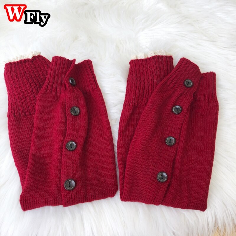 Calentadores de pierna con botón para mujer, medias, calentador de piernas JK Lolita Kawaii, tejido de lana, calentador de piernas, conjunto de botas de manga: red