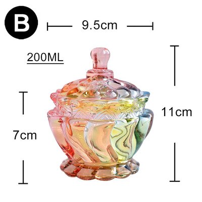 Europese stijl Kleurrijke Glas Snoep tank Kruiden Opbergdoos Suikerpot Glazen Potten En Deksels Opslag Sieraden Doos: B