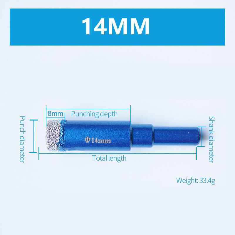 6MM 8MM 10MM 12MM 14MM 16MM Diamant Beschichtete Bohrer für Fliesen Marmor Glas keramik Loch Sah Bohrer Diamant Core Bit Mahlzeit Bohren: 14mm