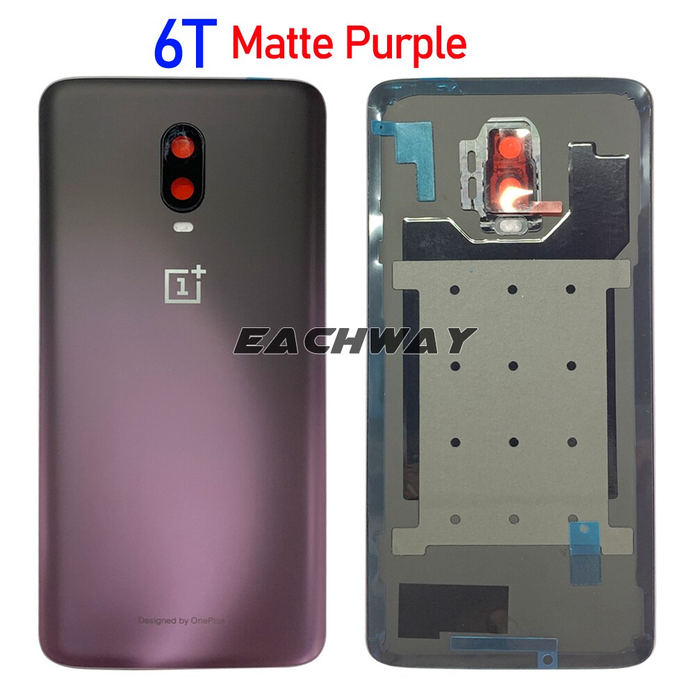 Cubierta trasera de batería para Oneplus 6 6T, carcasa de puerta trasera con lente de cámara, Oneplus 7 Pro, novedad: 6T Matte Purple