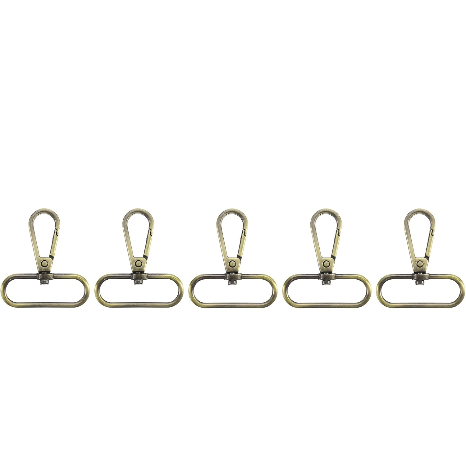 5 stks Draaibare Sluitingen, Ovale Ring Karabijn Klauw Metalen Push Gate Karabijnhaak voor Portemonnee Sleutelhanger Riem: 3 # / Messing