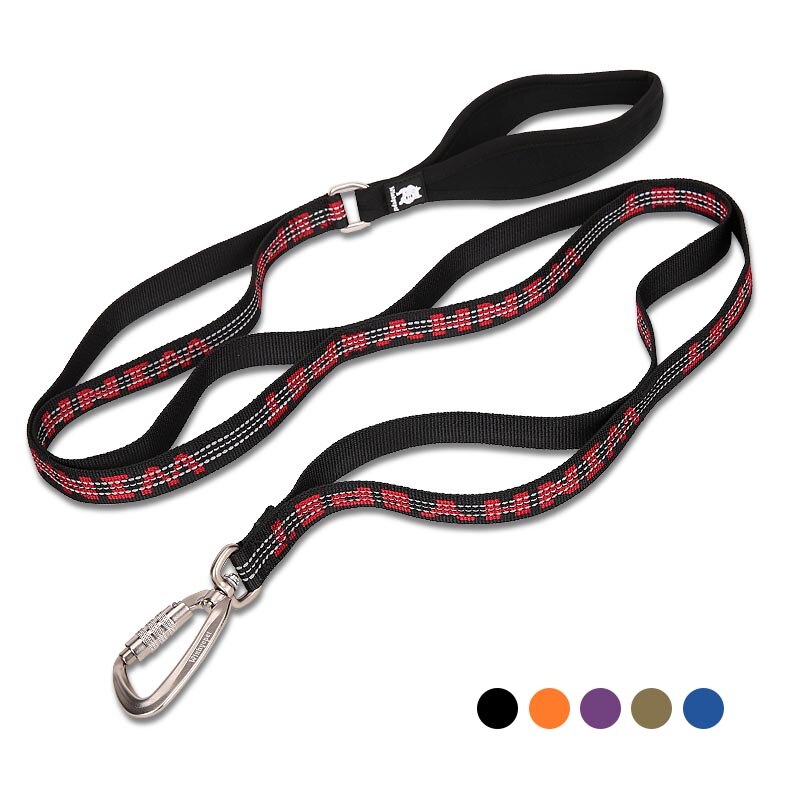 Truelove hondenriemen, duurzame reflecterende hondenriem van nylon, verstelbare trainingsriem met meerdere handgrepen voor honden.: Rood-zwart / M 2.0140cm