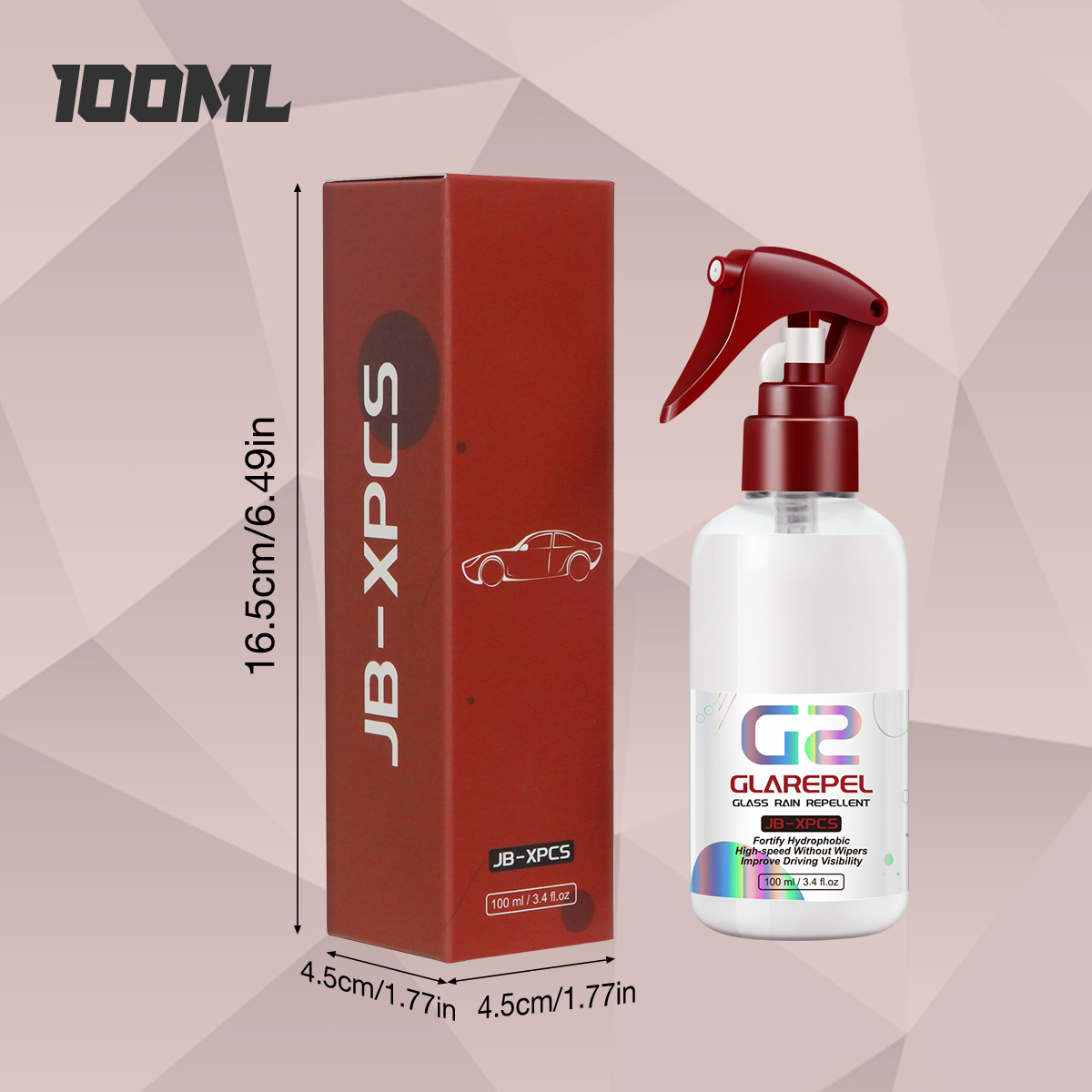 Vattenavvisande spray anti-regnbeläggning för bilglas hydrofob anti-regn flytande bil vindruta spegelmask  g2 clarepel: Röd