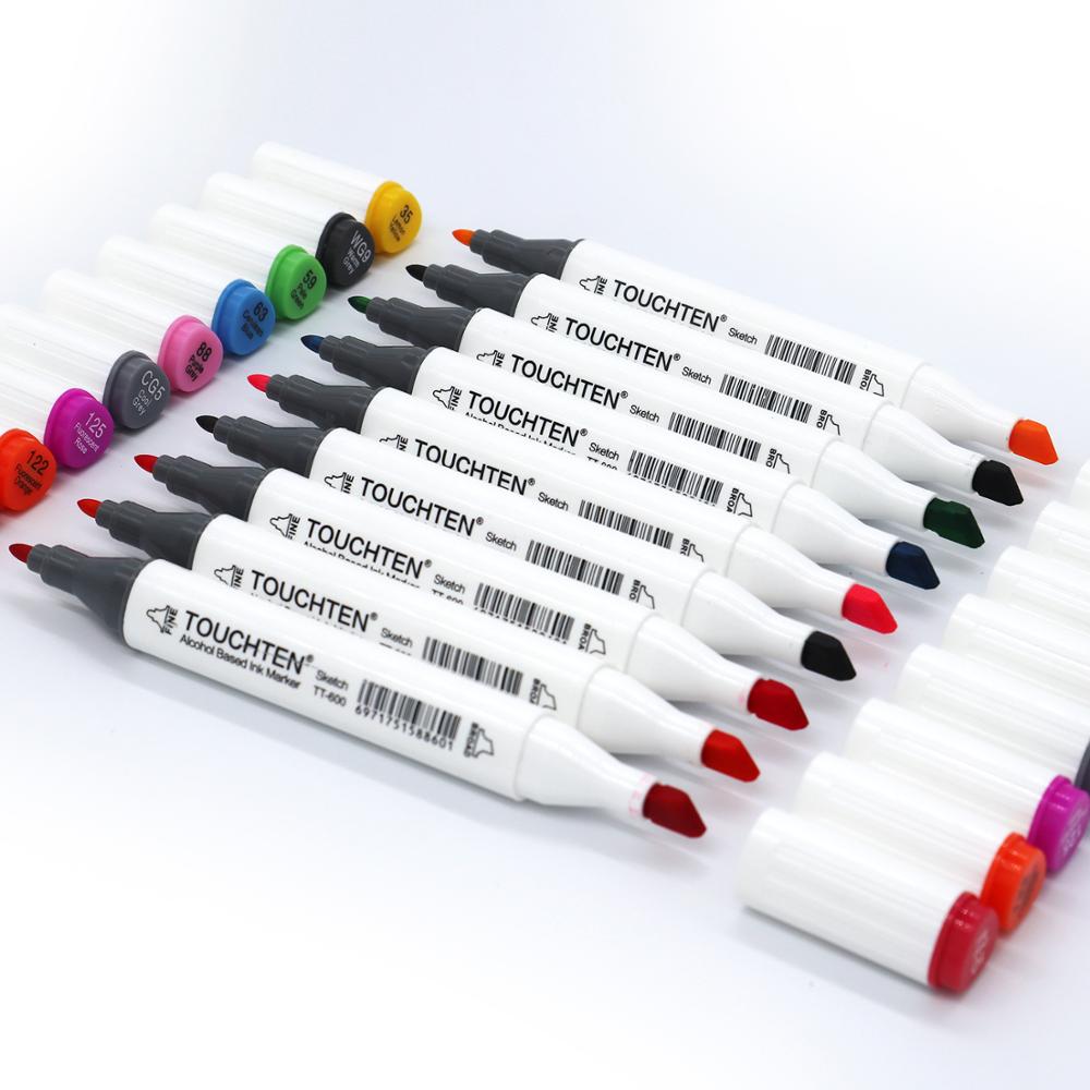 TOUCHTEN Markers 30/40/60/80 Color Sketch Art Marker Pen Double Tips Alcoholic Pen For Artist Manga Markers Art Supplies