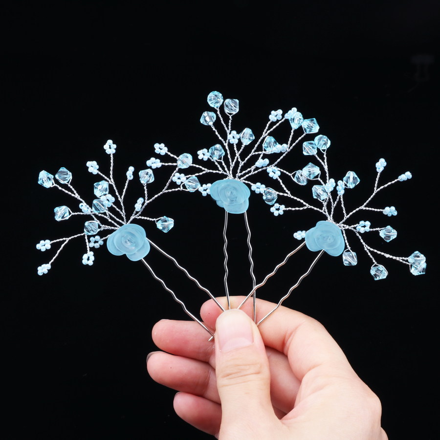 Vintage Hair Jewelry Crystal Rhinestone Handmade Leaf Flower Hairpins Hair Clips Wedding Bridal Headwear Hair Pins