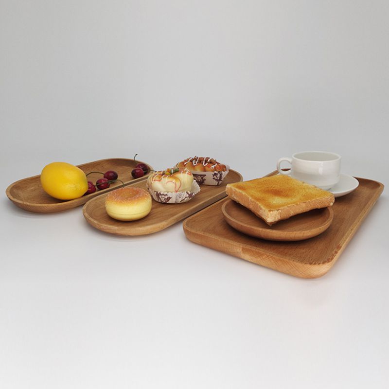 Appetizer Trays Oval shape Tea trays Wood Plate Serving Tray Wooden Steak Plate 3PCS