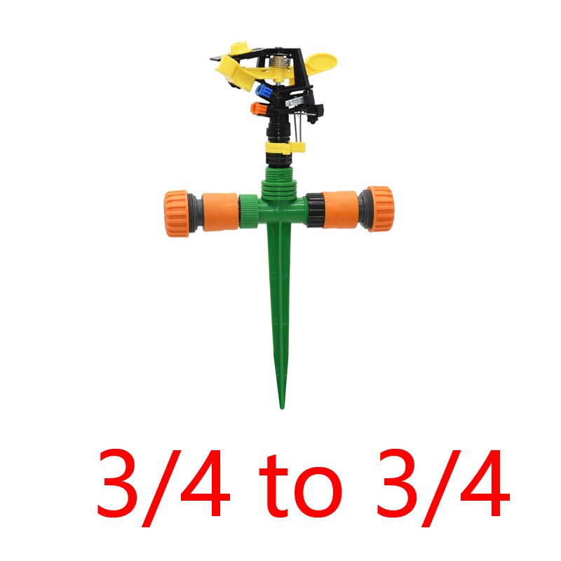 360 degrees Rotating water sprinkler With support Rocker nozzle farm sprinklers used for watering & irrigatio 1set: 3I4 to 3I4 hose