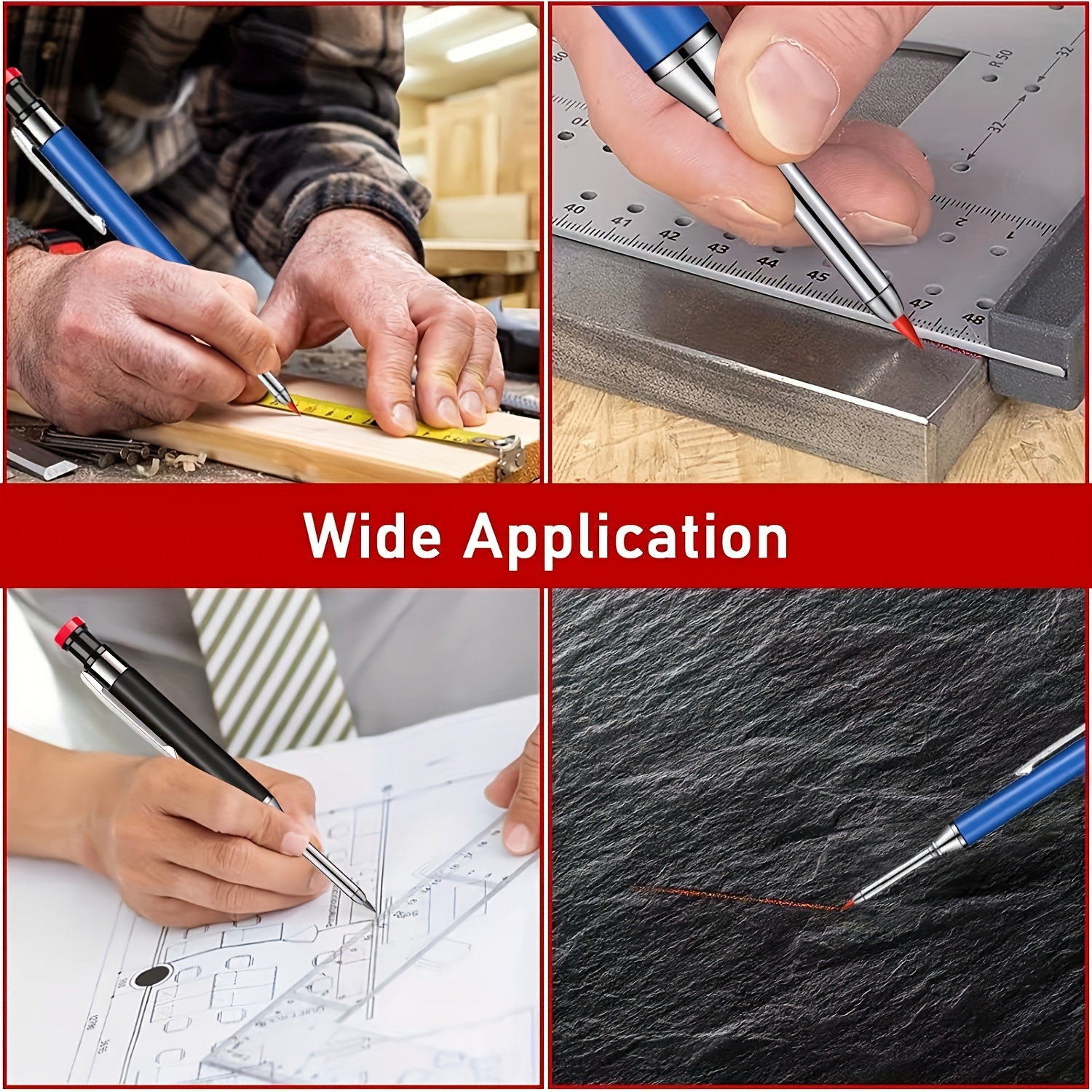 2.8mm Metal Aluminum Rod Deep Hole Woodworking Pen, Marking Pen, Solid Woodworking Mechanical Pencil, Built-in Pencil Sharpener