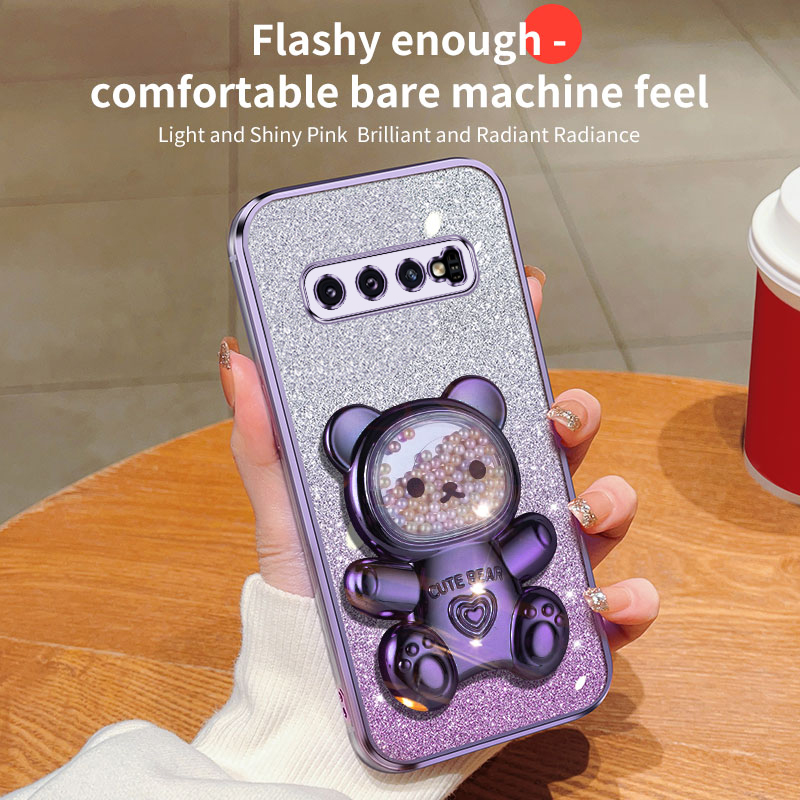 S 9 8 10plus Quicksand Bear Glitter Holder Phone Case On For Samsung Galaxy S8 S10 S9 Plus s9 s8plus s10 s 8 Stand Cover