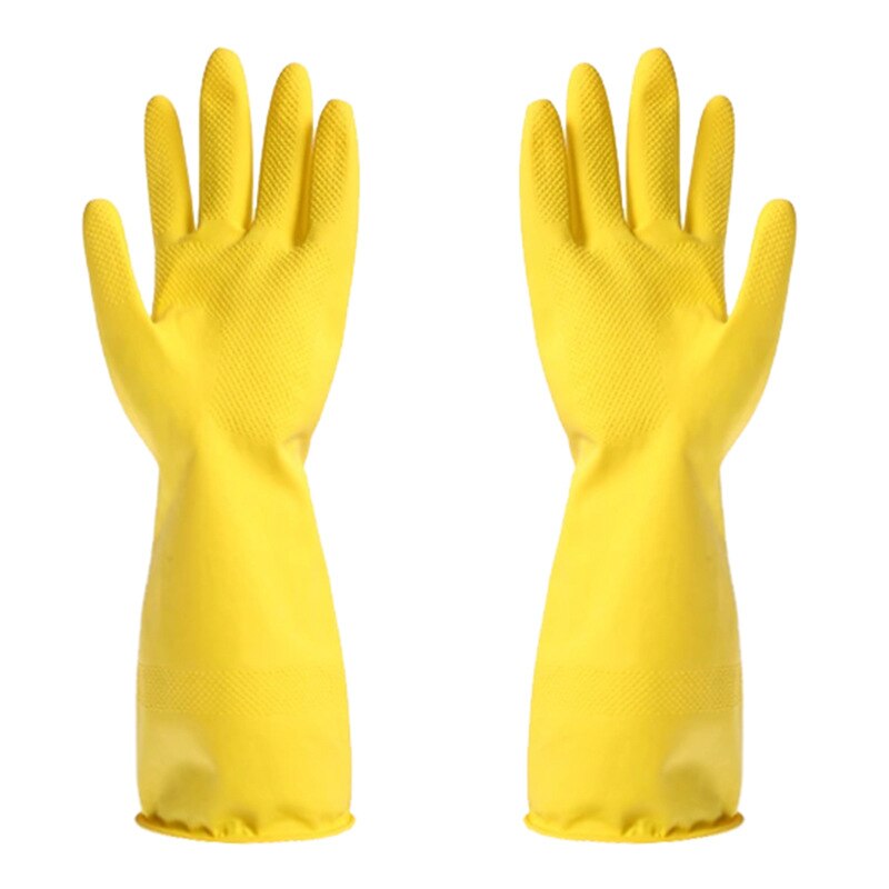 1pair Rubber Household Gloves For Kitchen Dishwash Washing Clothes Natural Latex Housekeeping Gloves Cleaning Tools Accessories: Yellow / XL