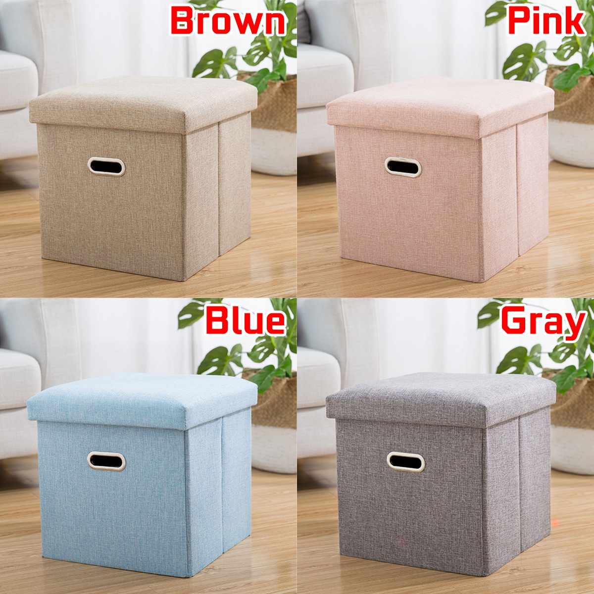 Multifunktionell vikbar tygförvaring pallbänk liten soffa minimalistisk konstnärlig stil barnstol fotpall 31 x 31 x 31cm