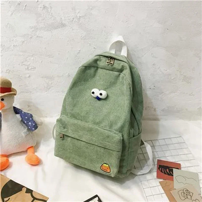 Sztruksowe plecaki o dużej pojemności Nastoletnie dziewczęta Tornister Uczeń szkoły średniej College Bookbag Klasyczne kobiety w stylu preppy: Black