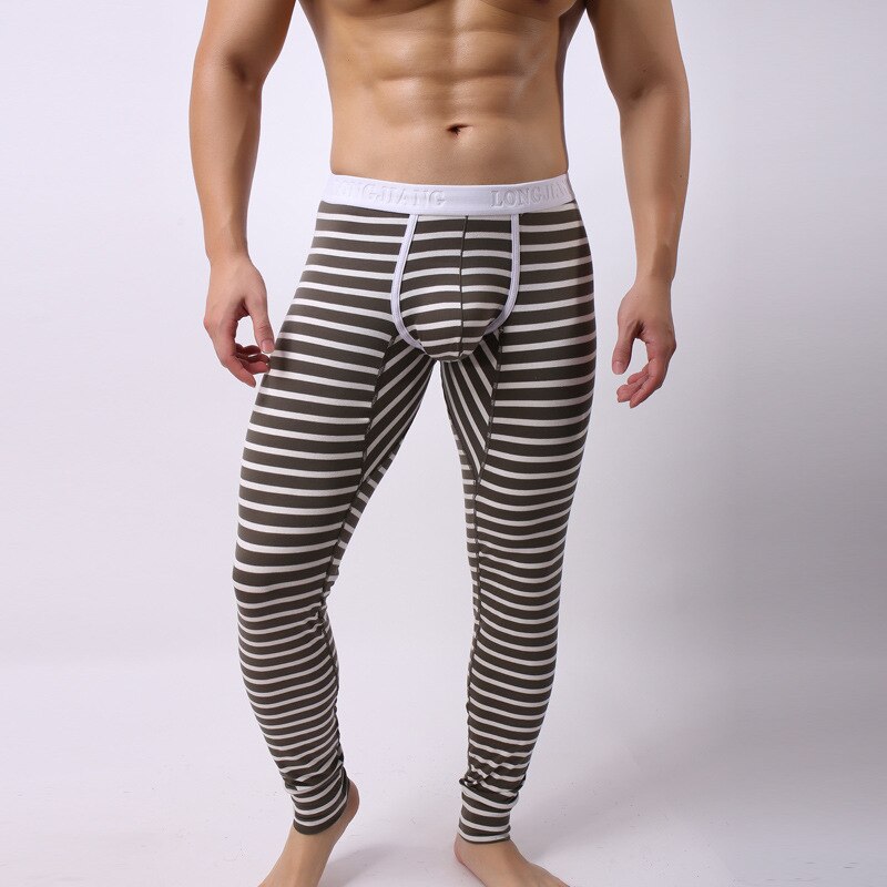 Men&#39;s Thermo Underwear Men Thermal Long Johns Cotton Mens Thermal Underwear Plus Size Warm Male Leggings Pants: Army Green / XL