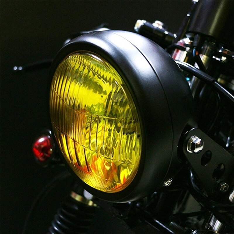 Motorcycle Black Metal Retro Front Headlight For GN125 Cafe Racer Bobber Custom