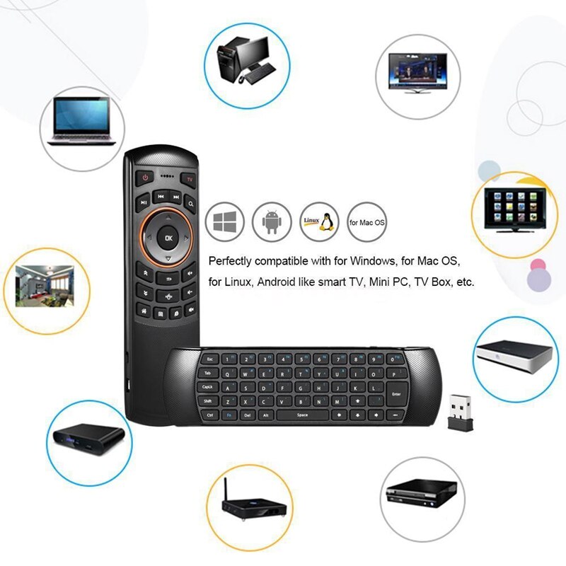 Mini 2.4GHz Wireless QWERTY Keyboard Air Mouse Remote Control For Mini PC TV Box