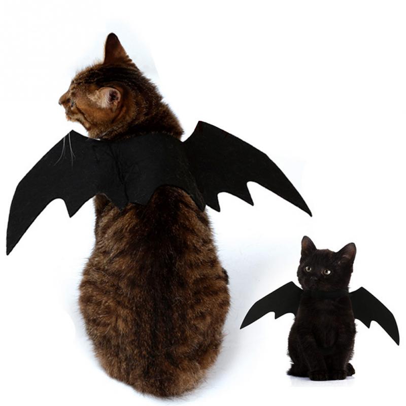 gatto costume di Halloween di Alimentazione Nero Vestito Carino Ali di Pipistrello Puntelli canna Cucciolo Gattino di Stoffa Del Capo del Vestito Operato animale vestire su accessorio