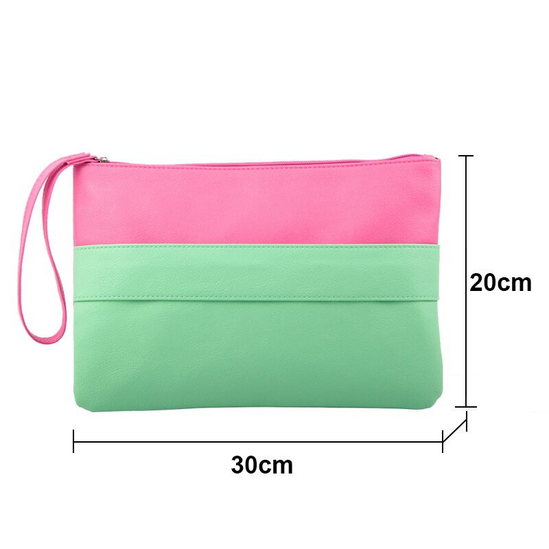 Candy Color Leather Women Bag Day Clutches Handbag Bolsa Feminina Wristlets Bags Ladies Casual Patchwork Wristlet Clutch