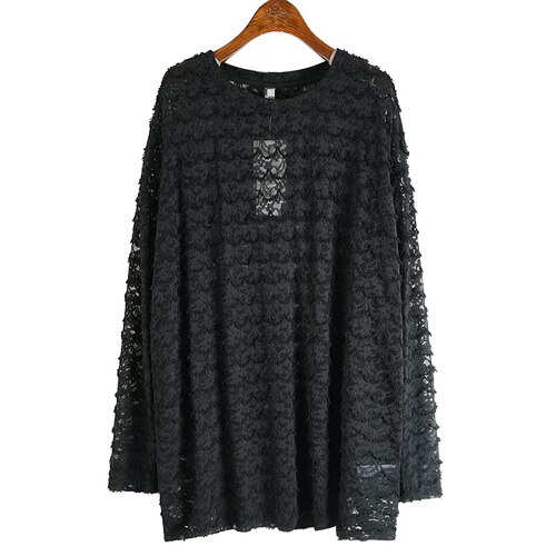 Xitao trend o hals langærmet tynd sektion bluse kvinder plus size kvinder tøj efterår personlighed skjorte dzl 2201: Sort dzl 2201