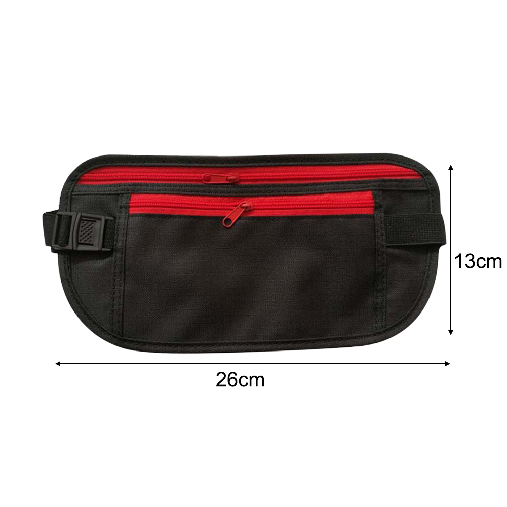 Running Waist Bag Outdoor Sports Jogging Fanny Phone Holder Belt Pack Canvas Men Women Phone Key Zipper Fitness Cycling Pouch: Red 26x13cm
