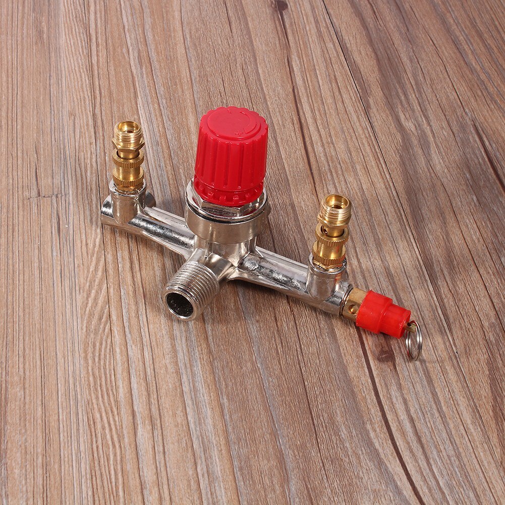 Dubbele Uitlaat Buis Legering Luchtcompressor Schakelaar Drukregelaar Valve Fit Deel Pressure Release Regulator Druk Beugel