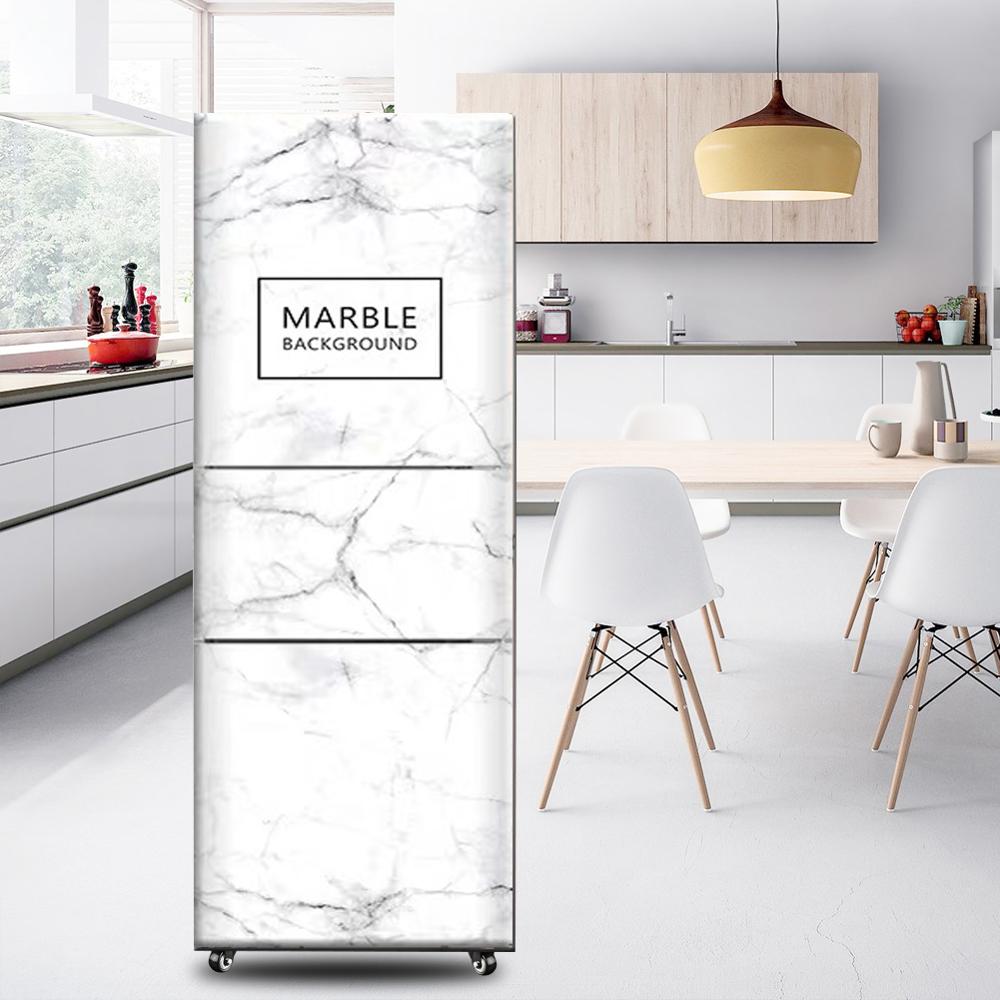 Nordic ins 3d selvklæbende filmdør vinyl køkken køleskab dække klistermærker køleskab fryse dække tapet pvc: C / 100 x 180cm 40 x 71 tommer