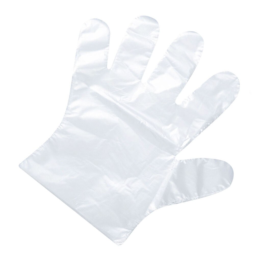 Guantes transparentes de polietileno desechables 100 Uds., guantes de plástico para belleza, peluquería, Cocina, Restaurante