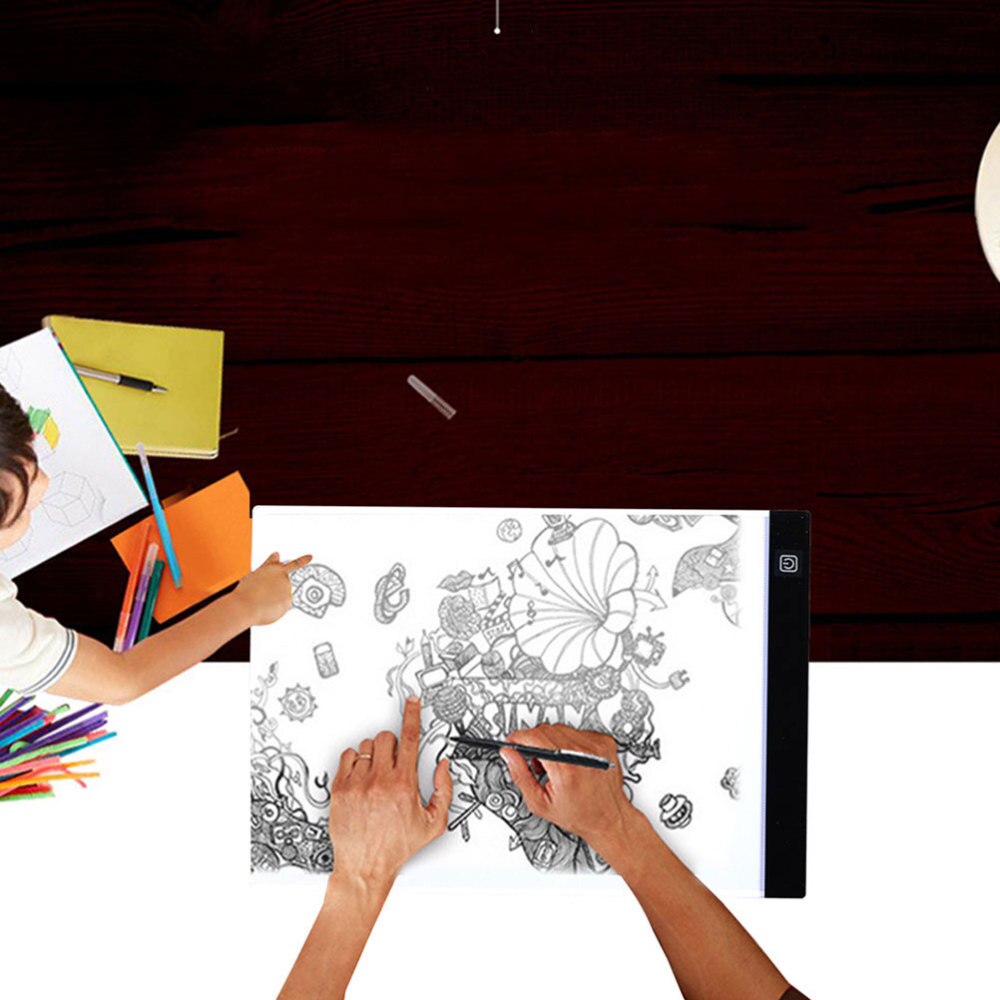 Portable A4 Size LED Light Box Ultra Thin 3 Settings Dimmable Brightness Stencil Board Drawing Board Tracing Animation Table wit