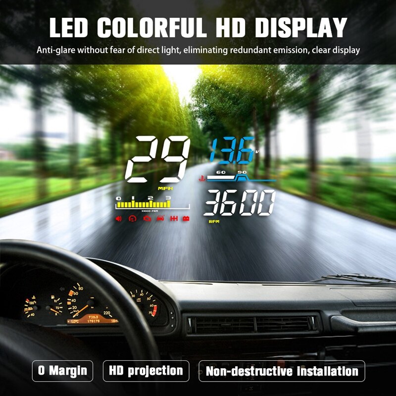 Car HUD Head-Up Display Auto HUD OBD2 Digital Speeeter Windshield Sn Projector D5000