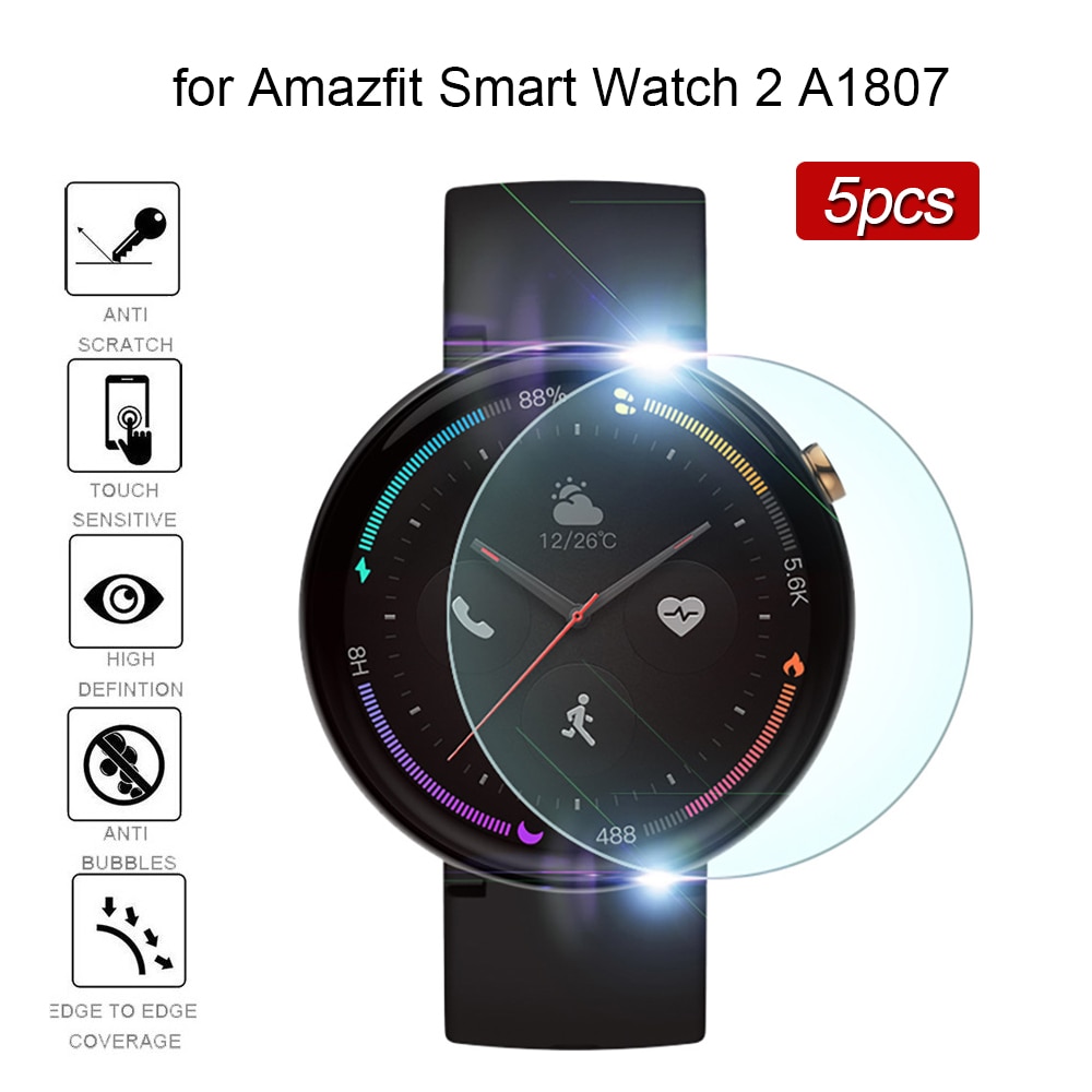 5 uds. Película a prueba de explosiones para Amazfit Smart Watch 2 A1807 Protector de pantalla antiarañazos antideslizante sensible al tacto