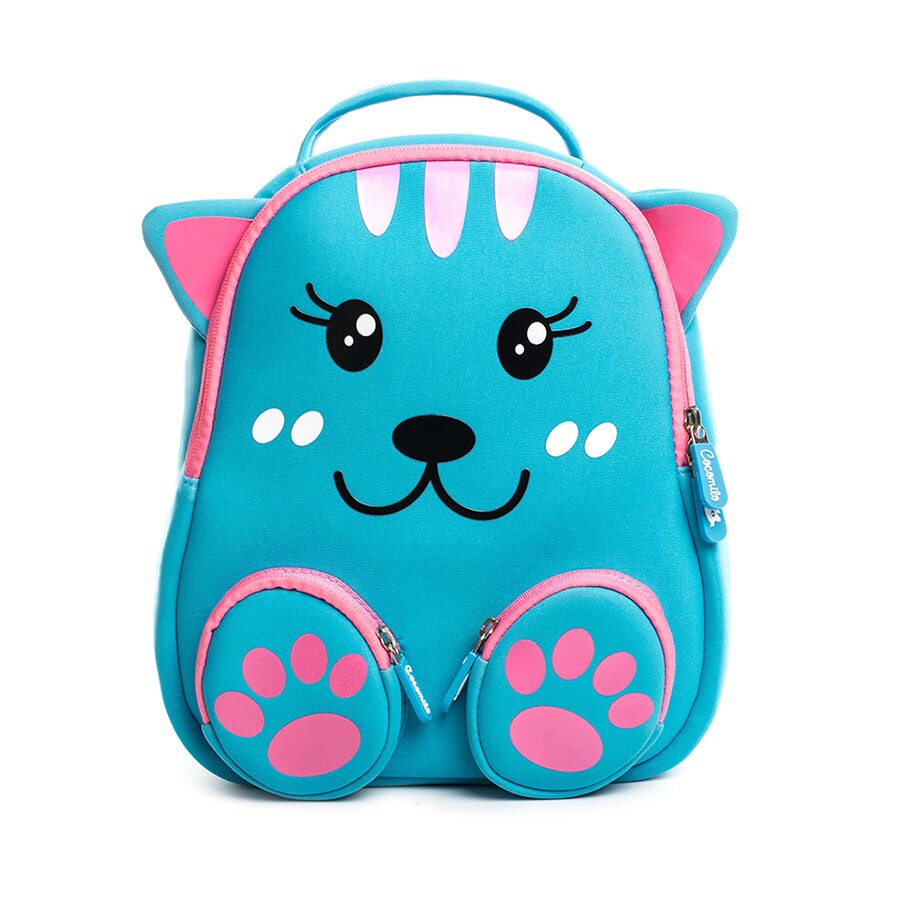 Cocomilo Little bear pattern Kids School Bag 3D Cartoon soft Backpack Cat Small Kindergarten Toddler Baby bag for kids 2-6 Years: blue cat