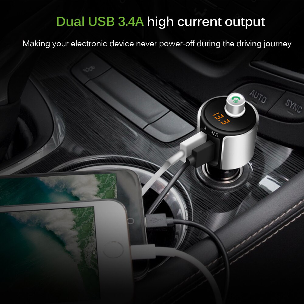 Onever Bluetooth Inalámbrico Adaptador de Coche Reproductor de MP3 FM Del Modulador Del Transmisor de Radio de Coche 3.4A Dual USB Cargador de Coche Manos Libres Kit de Coche