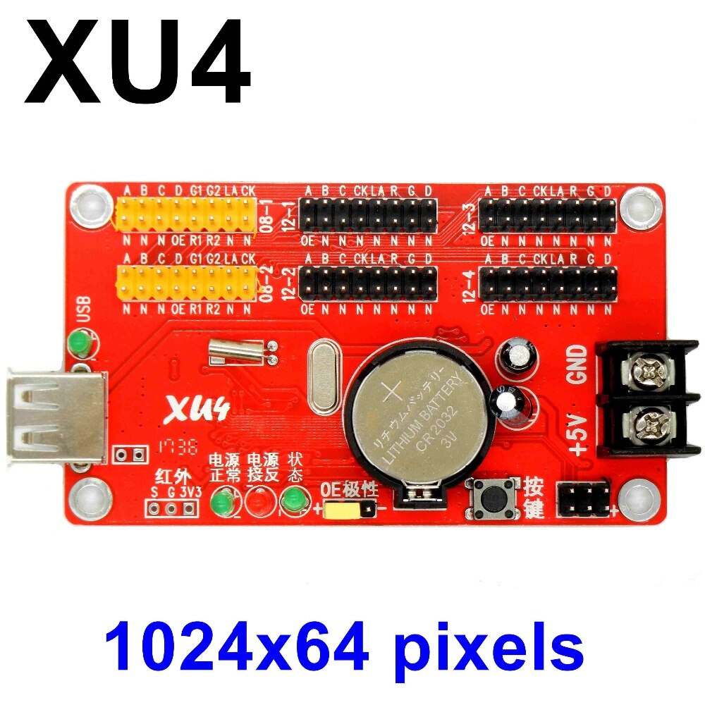 Kaler XU4 USB control card 1024x64 pixel single , dual,full color led screen display running text Asynchronous led controller