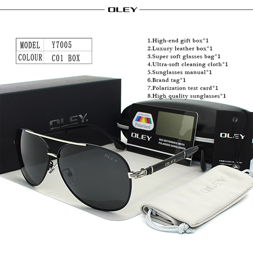 OLEY Luxus sonnenbrille männer polarisierte Klassische pilot sonnenbrille angeln Zubehör schutzbrillen gafas de sol zonnebril mannen: Y7005 C1 BOX