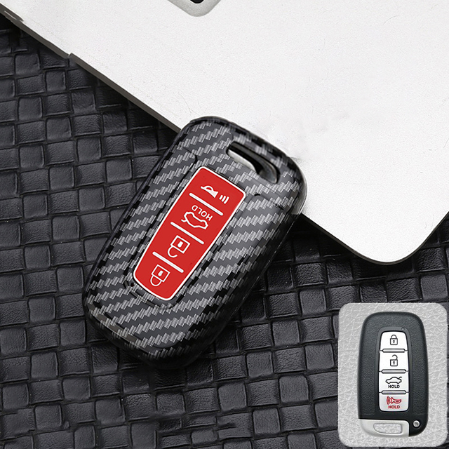 4 Buttons Carbon Fiber Smart key Case For KIA Forte Sportage K2 K5 For Hyundai Genesis Coupe Sonata ix35 Car key Fob shell Cover: Orange