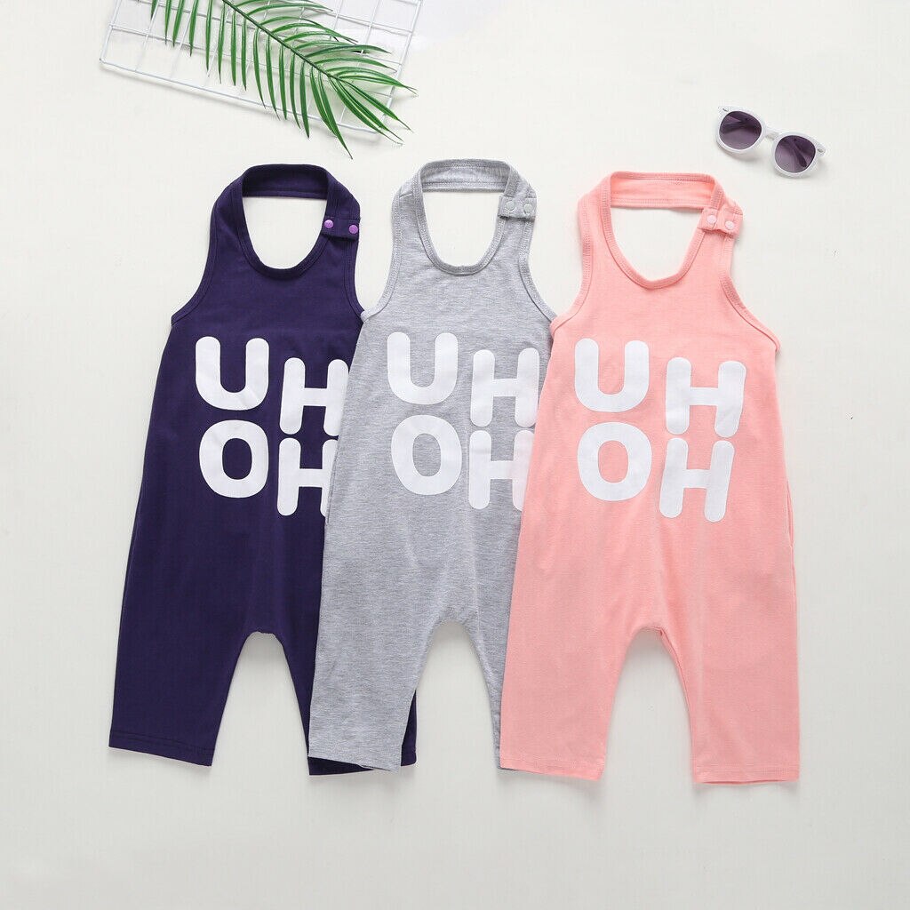 1-8Y Peuter Baby Jongen Meisje Zomer Toevallige Romper Mouwloos Brief Print Romper Overalls Outfits