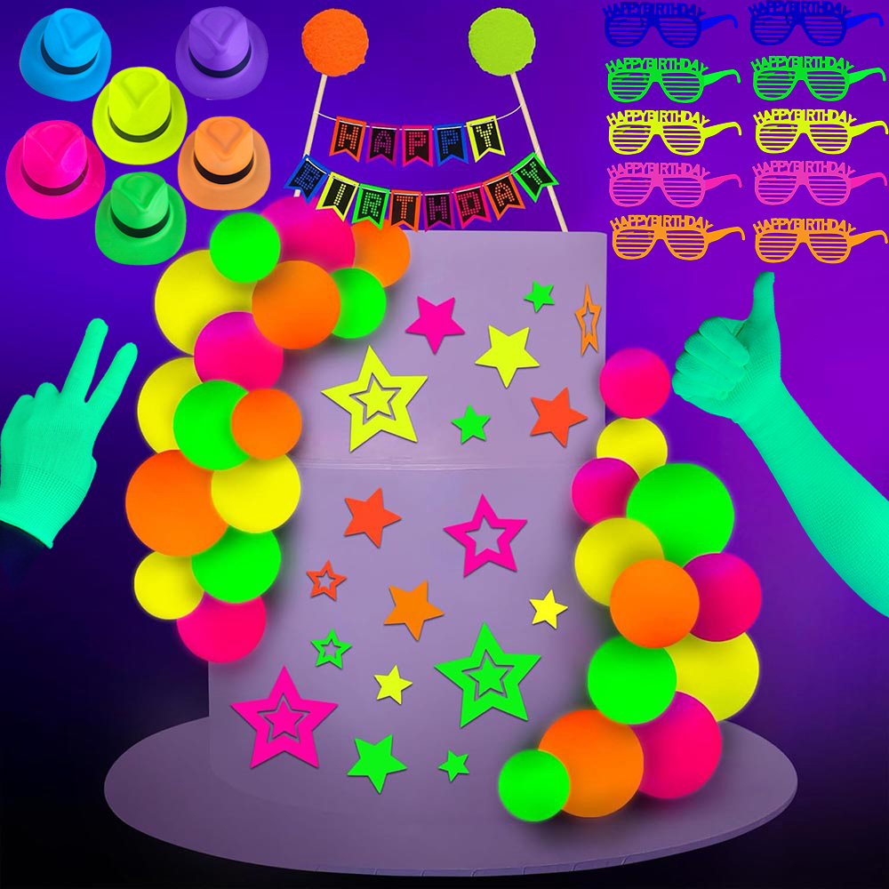 Gants magiques fluorescents lumineux, fournitures de fête qui brillent dans la nuit, néon, fête du nouvel an, mains, doigt, veilleuse, décoration