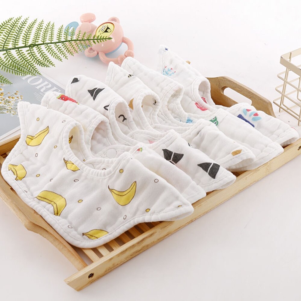 Cotton Waterproof Baby Bibs Round Neck Baby Burp Cloth Bibs 360 Degree Flower Bib for Girls Baby Clothing Bandana Bibs