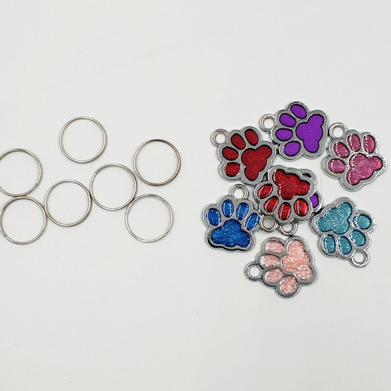 3 st hundbrickor graverad katt valp husdjurs-id namn krage tag hänge ben & tass glitter husdjur tillbehör slumpmässig färg