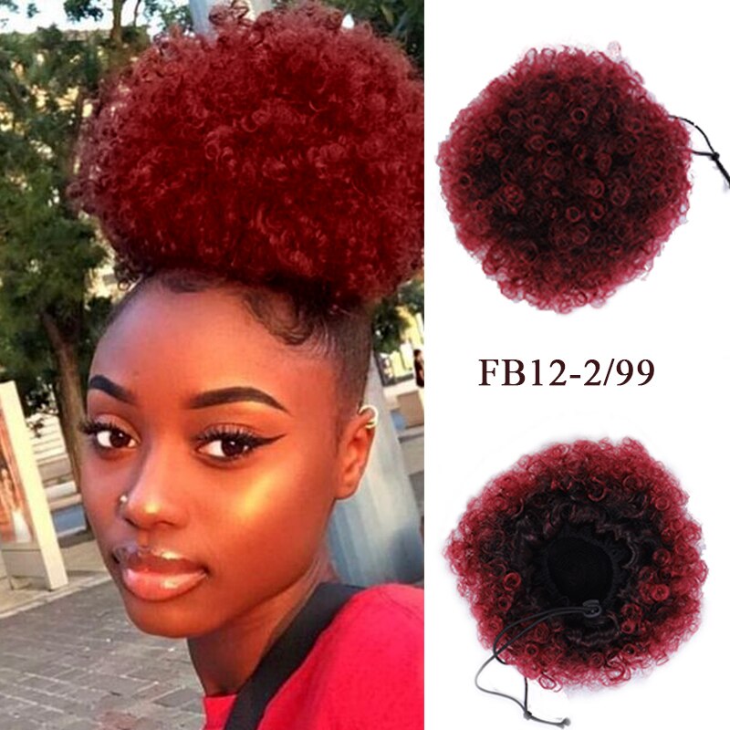 LUPU-Chignon de coiffure synthétique court | Queue-de-cheval Afro crépue bouclée et crépue avec cordon, résistant à la chaleur, en Fiber, pour femmes noires: 99J