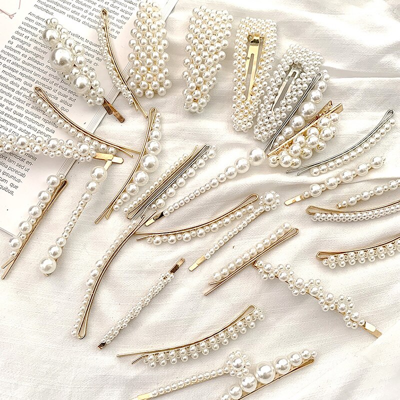 Full Pearl Hair Clips Pins For Women Girls Hairpins Barrette Korean Metal Hairgrip Hair Accessories