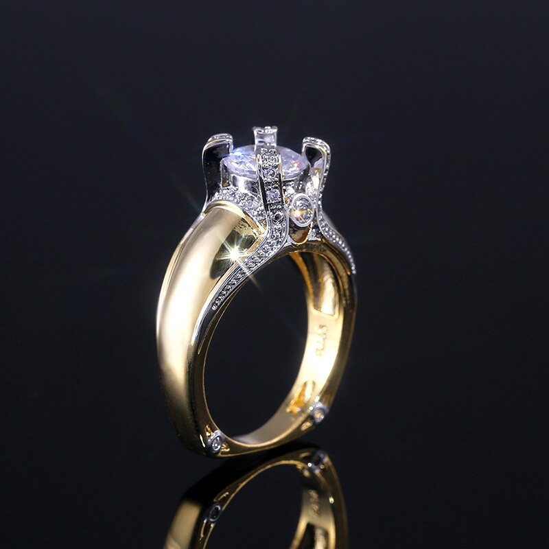 Huitan Claddagh Gouden Kleur Punk Stijlvolle Vrouwen Ringen Met Aaa Crystal Steen Griffenzetting Prachtige Femme Sieraden Ring