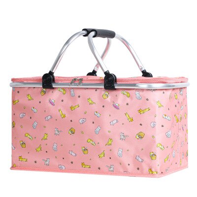 Outdoor Picnic Bag Portable Insulation Bag Camping Drinks Food Storage Basket Foldable Camp Bag Foldable Large Capacity: Large cat