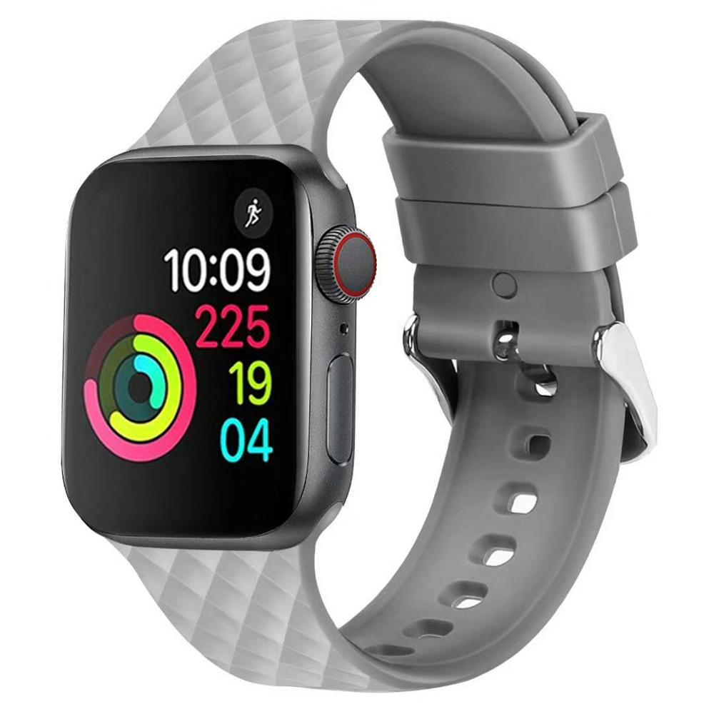 Bracelet en Silicone pour Apple watch 6 se, 38mm 42mm iwatch 40mm 44mm, bracelet de ceinture à motif rhombique, iwatch série 6 5 4 3 2 1: gray / 38mm or 40mm