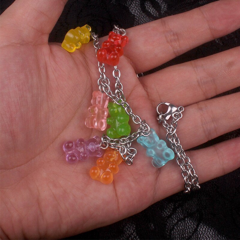 1pz Donne Collana Multicolore Della Resina Gummy Orso per I Bambini Regalo di Festa Di Compleanno del Commercio tutto'ingrosso Dei Monili