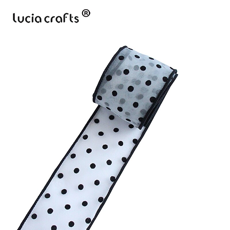 Lucia Ambachten 2Yards 45Mm Dot Gedrukt Organza Kant Lint Diy Craft Voor Verpakking Boog Kledingstuk Naaien Accessoire P0615: Color 5