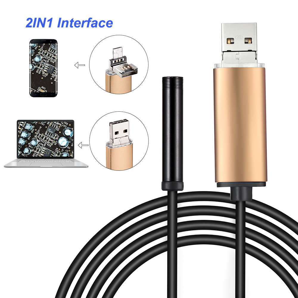 7mm Lens Android OTG USB Endoscoop Camera 2 m Smart Android Telefoon USB Borescope Inspectie Snake Tube Camera 6LED